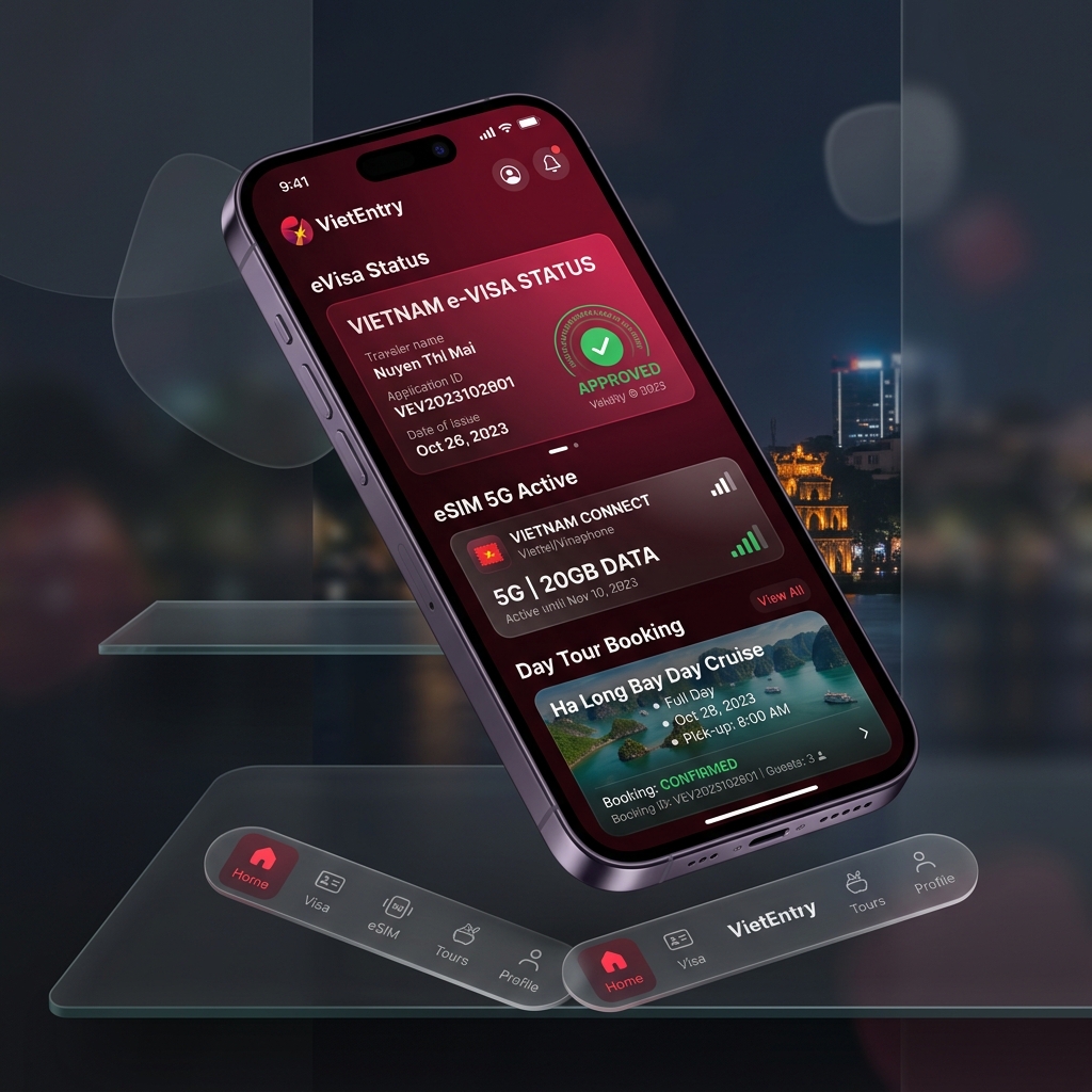 VietEntry Mobile App UI Mockup