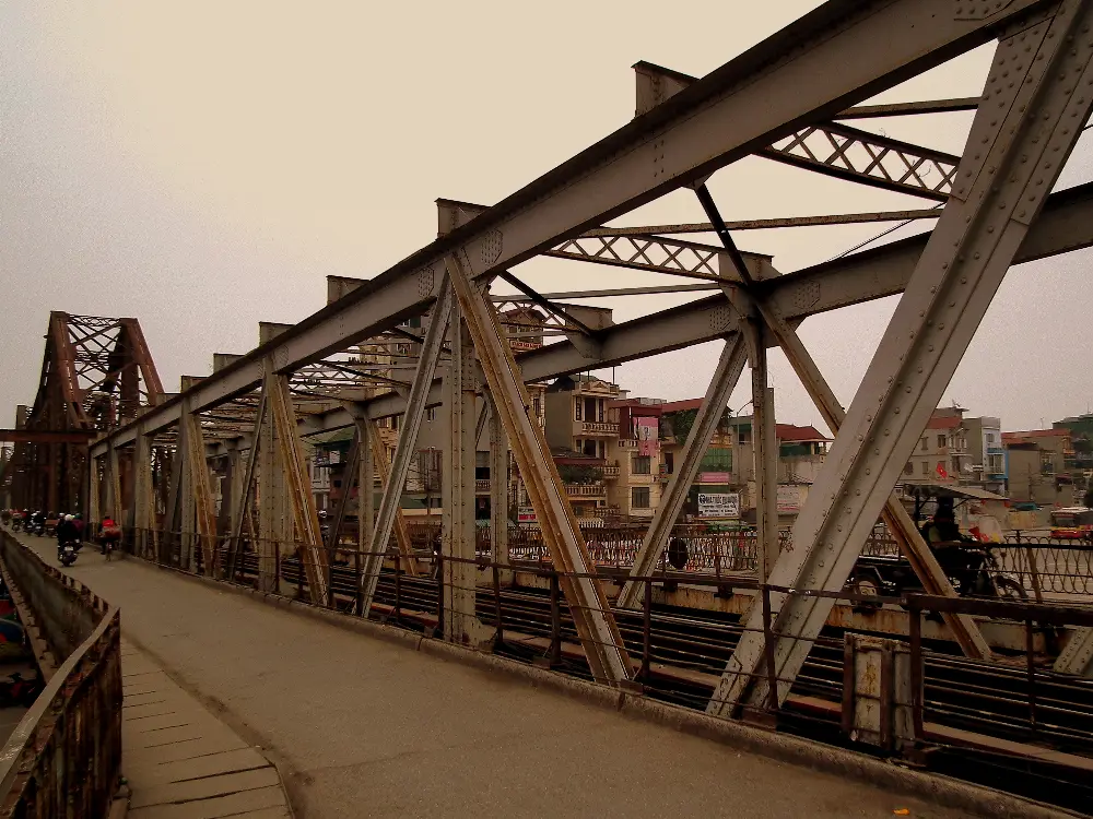 Walking Exploration around Long Bien Bridge in Hanoi