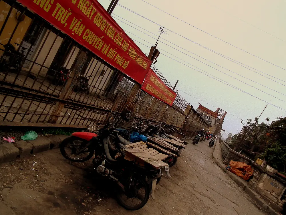 Walking Exploration around Long Bien Bridge in Hanoi